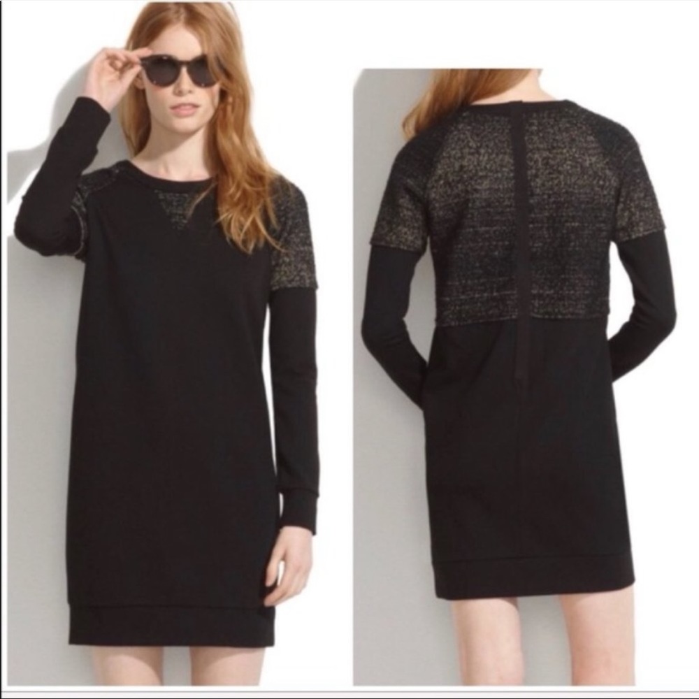 Madewell Ponte Baseball Black Shift Mini Dress NWT
